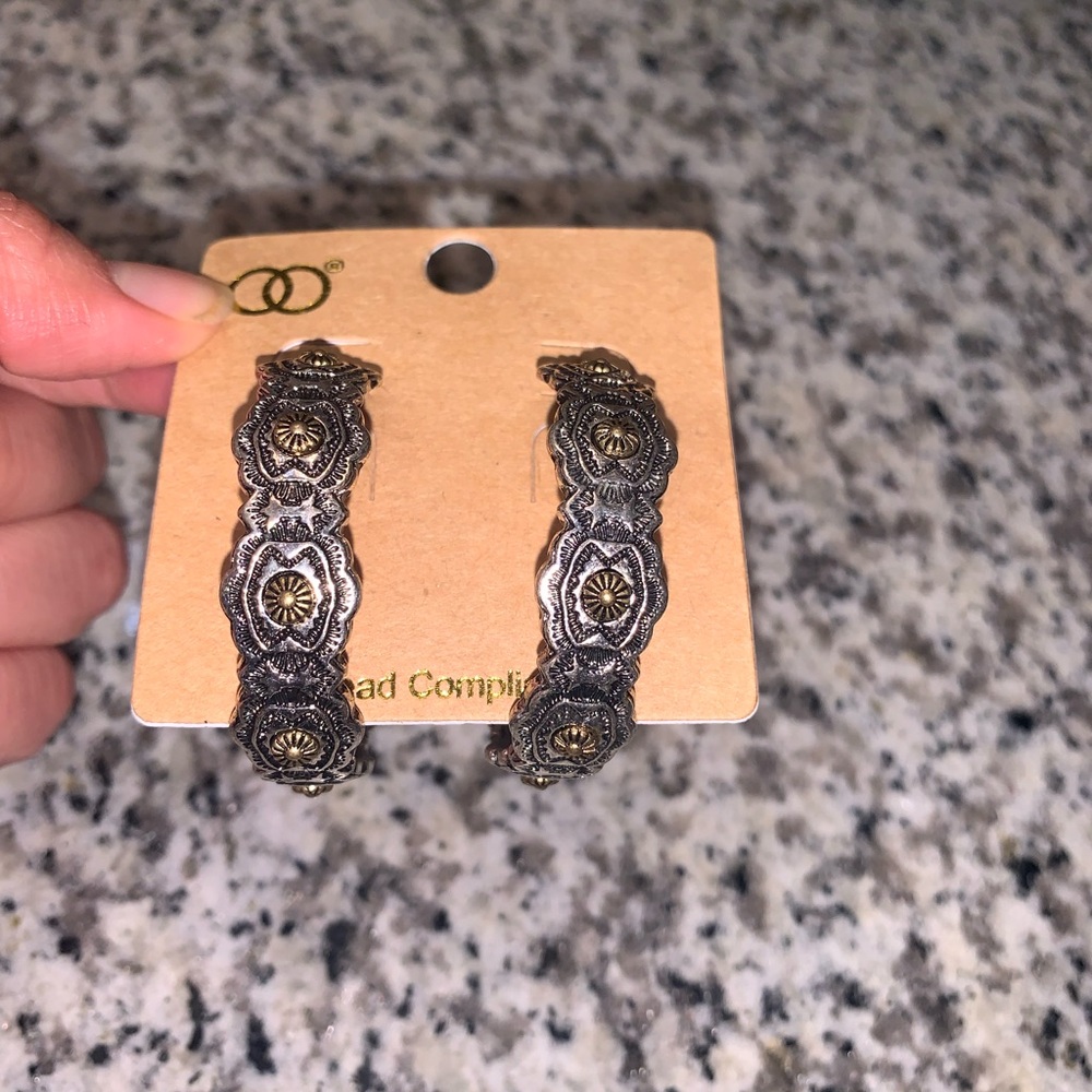 Antique Style Silver and Gold Hoop Earrings